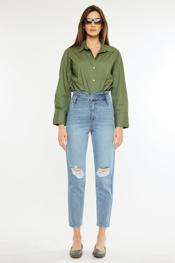 Blossom Ultra High Rise Belted Mom Jeans - Official Kancan USA