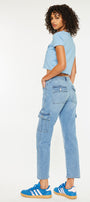 Aaliyah High Rise Slim Straight Leg Cargo Jeans - Official Kancan USA