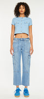 Aaliyah High Rise Slim Straight Leg Cargo Jeans - Official Kancan USA