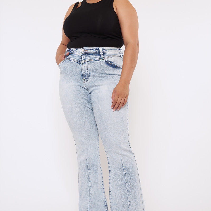 Cayla High Rise Flare Jeans (Plus Size) - Official Kancan USA
