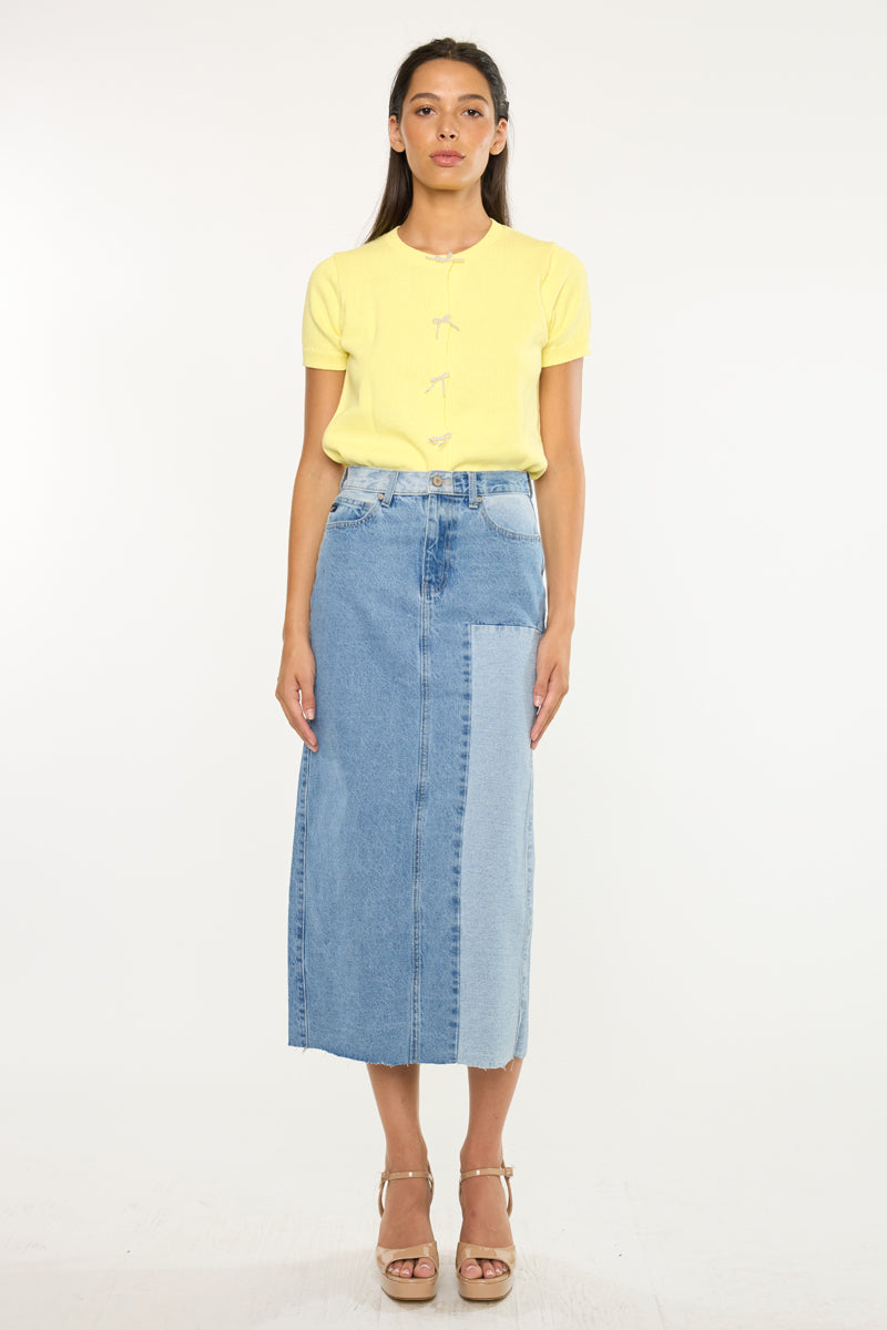 Brodie Color Block Midi Skirt