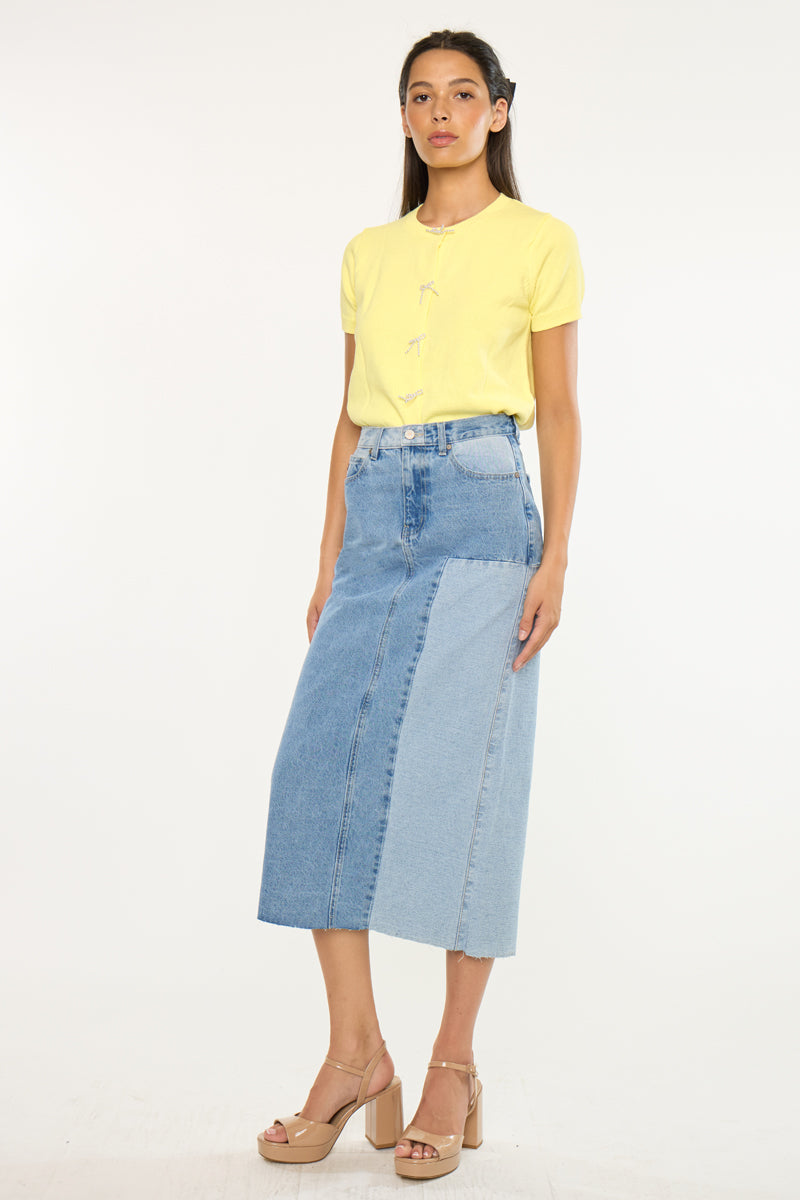Brodie Color Block Midi Skirt