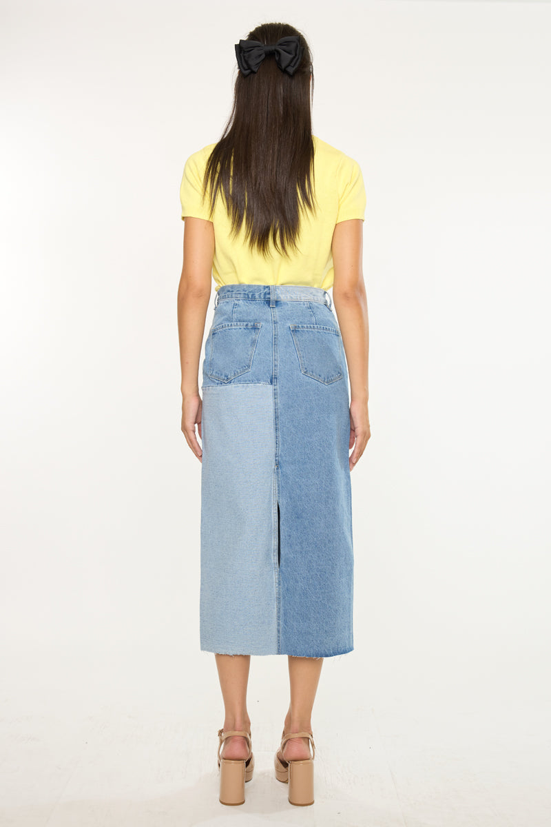 Brodie Color Block Midi Skirt