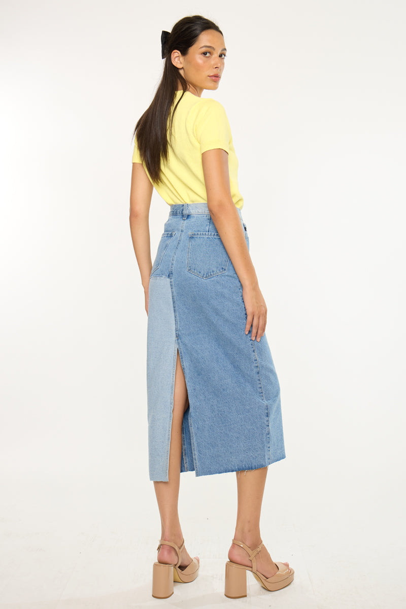 Brodie Color Block Midi Skirt
