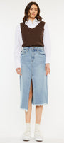 Indigo High Rise Midi Skirt - Official Kancan USA