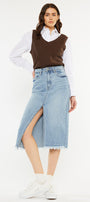 Indigo High Rise Midi Skirt - Official Kancan USA