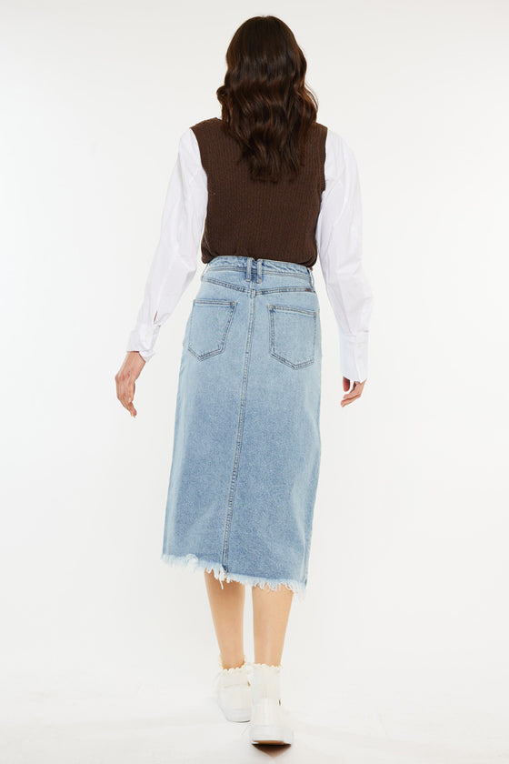 Indigo High Rise Midi Skirt - Official Kancan USA