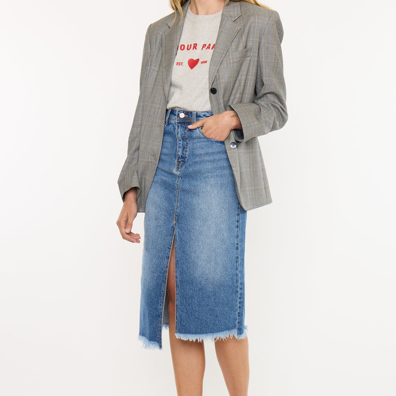 Indigo High Rise Midi Skirt - Official Kancan USA