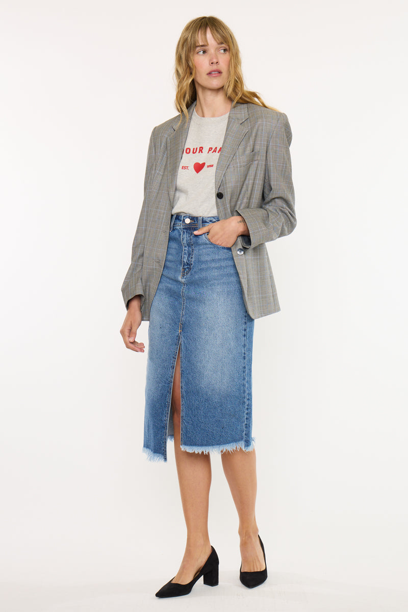 Indigo High Rise Midi Skirt - Official Kancan USA