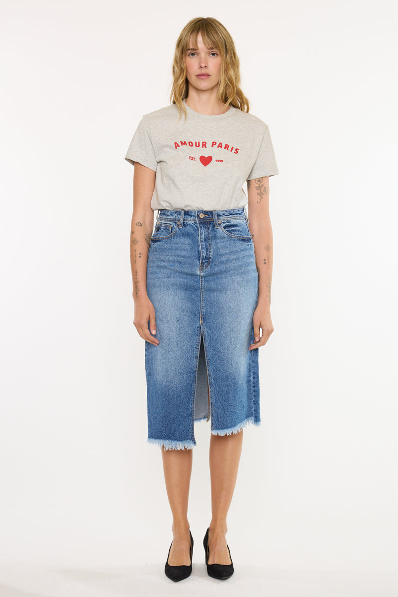 Indigo High Rise Midi Skirt - Official Kancan USA