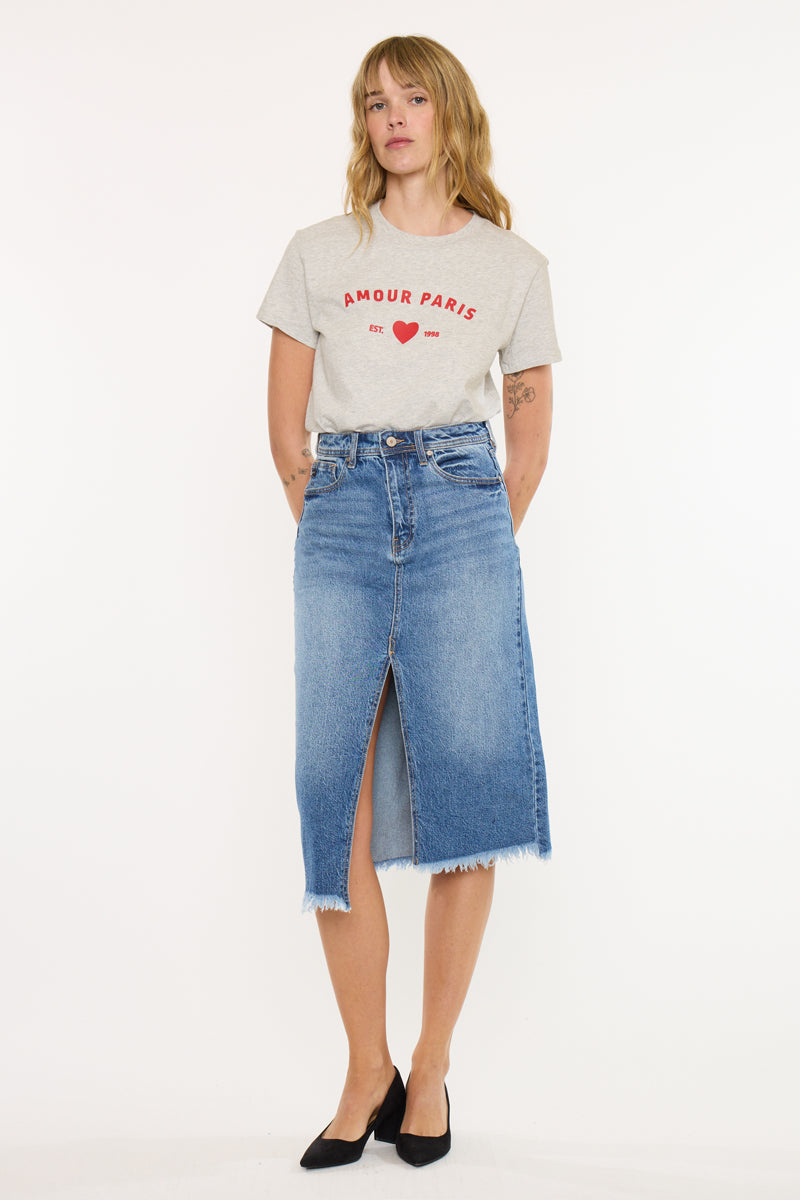 Indigo High Rise Midi Skirt - Official Kancan USA