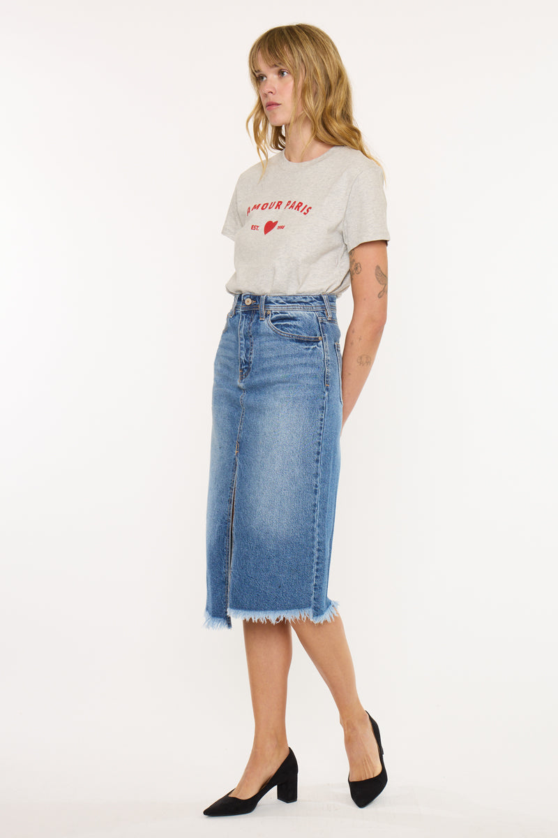 Indigo High Rise Midi Skirt - Official Kancan USA