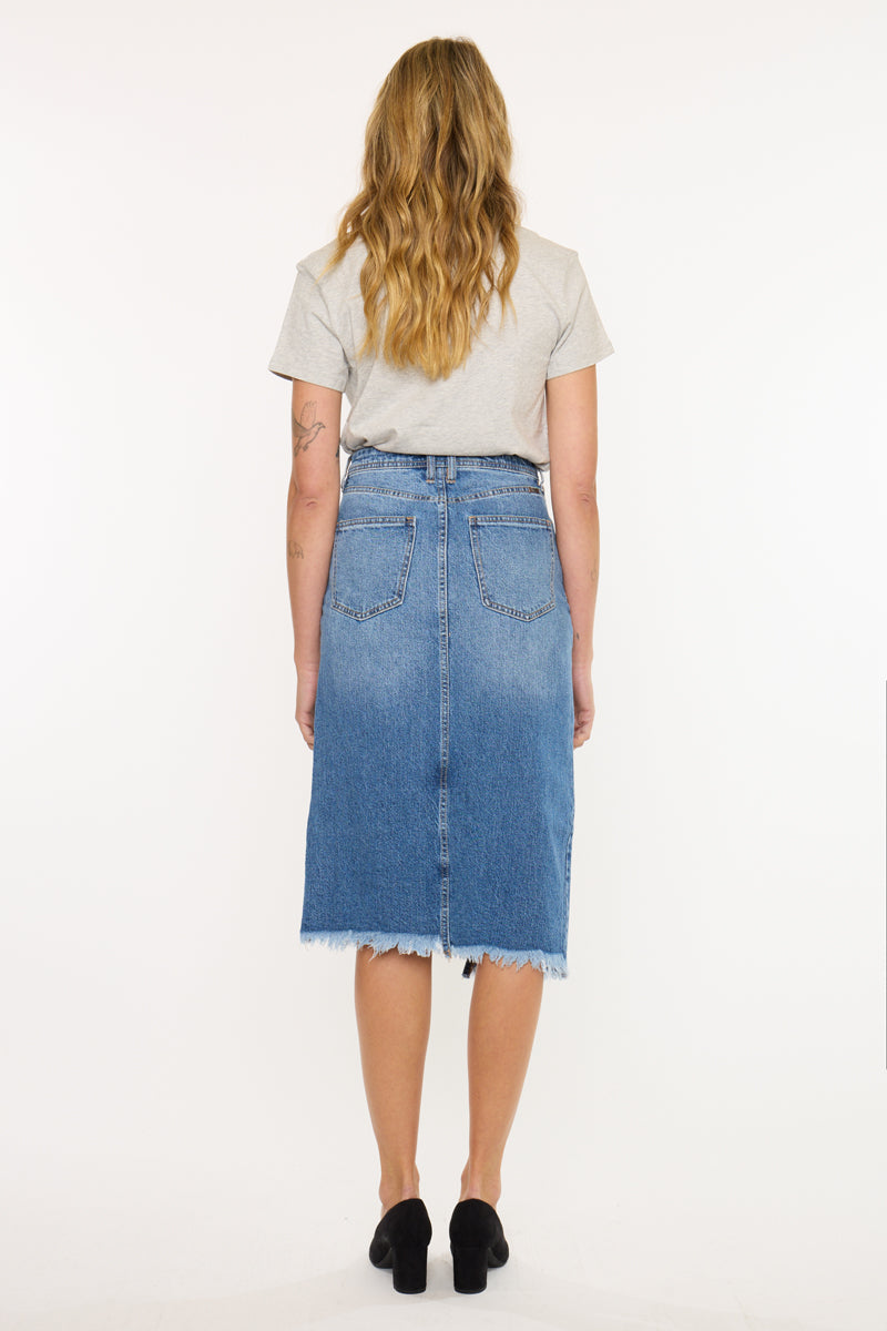 Indigo High Rise Midi Skirt - Official Kancan USA