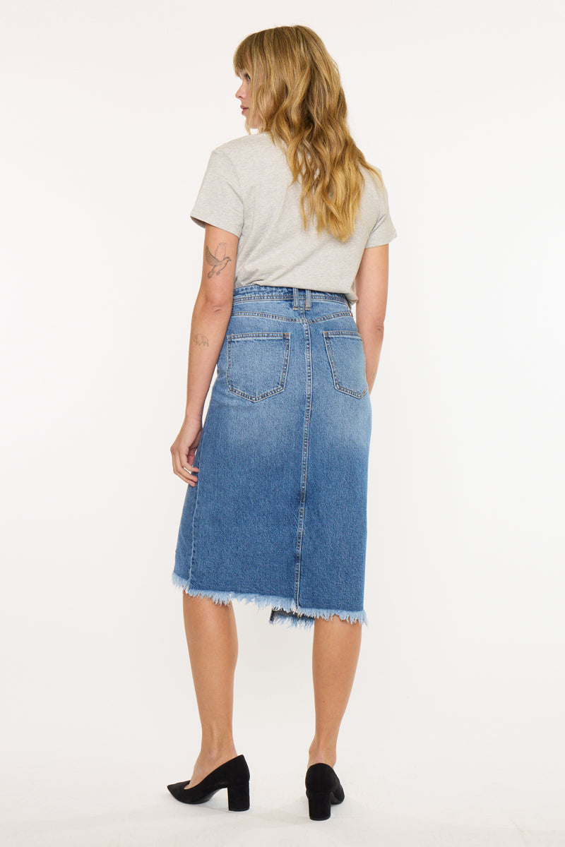 Indigo High Rise Midi Skirt - Official Kancan USA