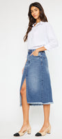 Indigo High Rise Midi Skirt - Official Kancan USA