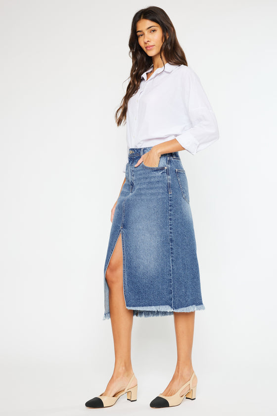 Indigo High Rise Midi Skirt - Official Kancan USA