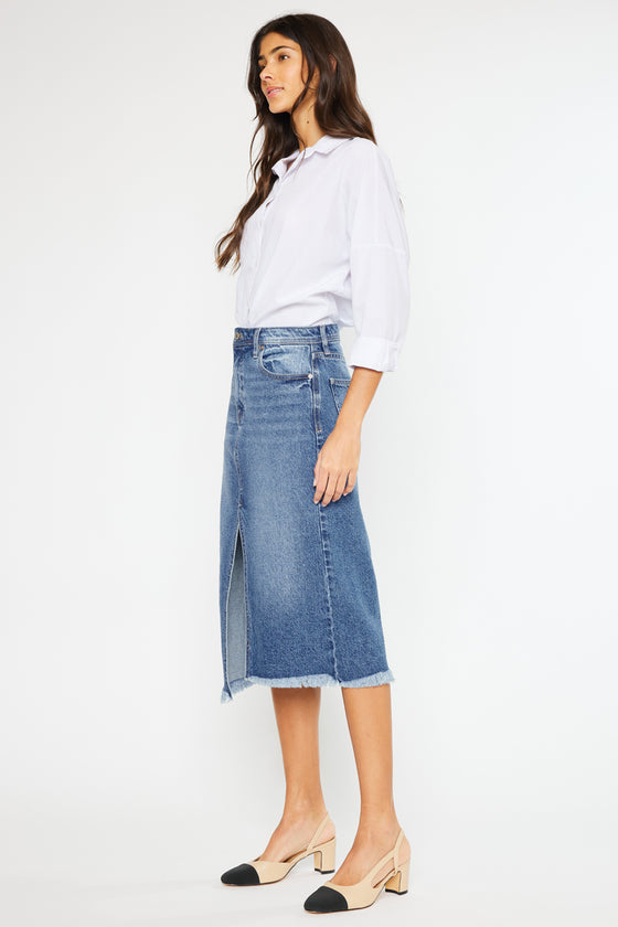 Indigo High Rise Midi Skirt - Official Kancan USA