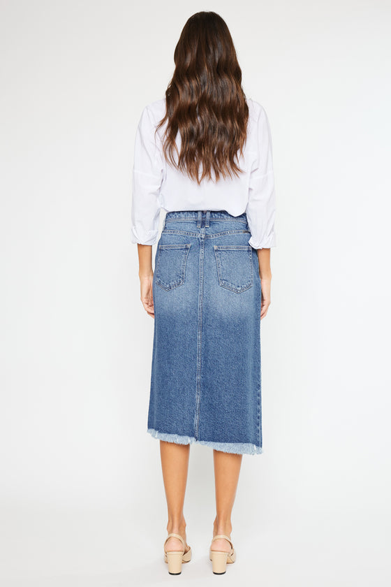 Indigo High Rise Midi Skirt - Official Kancan USA