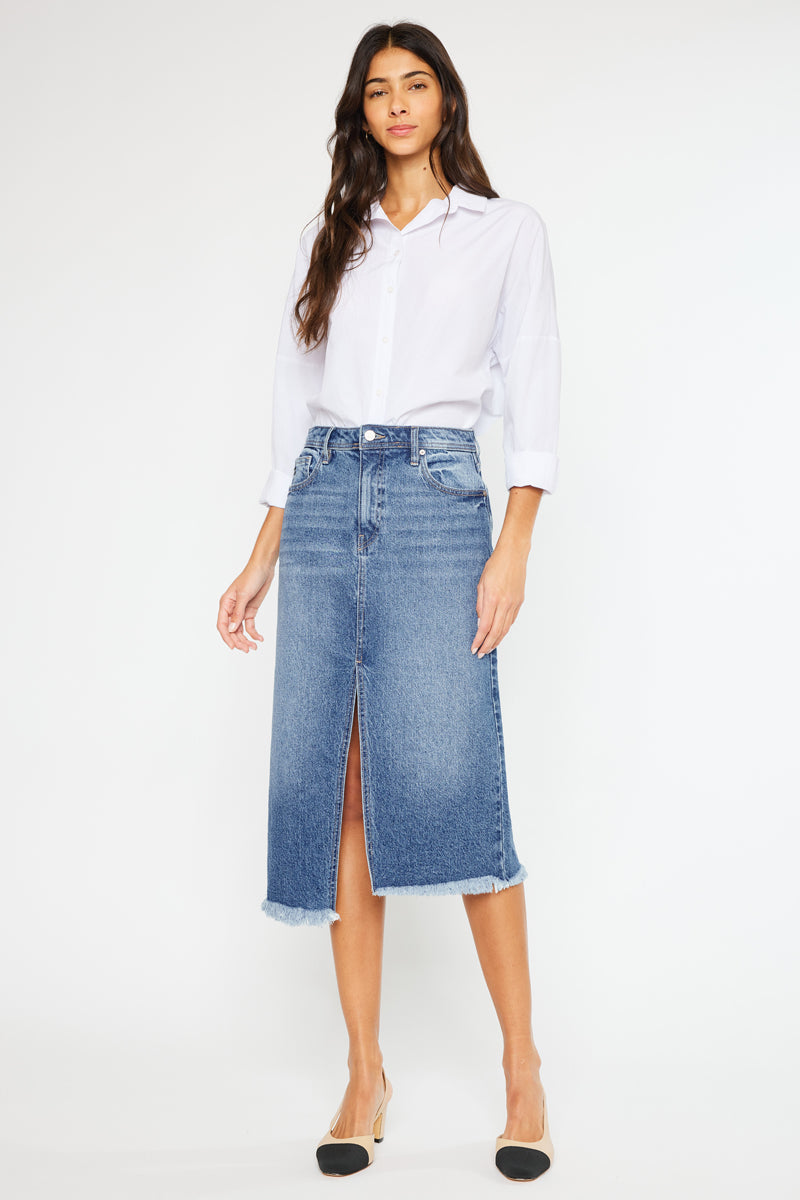 Indigo High Rise Midi Skirt - Official Kancan USA