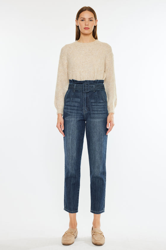 Thalia Ultra High Rise Belted Mom Jeans - Official Kancan USA