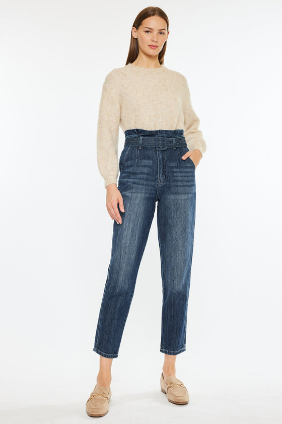 Thalia Ultra High Rise Belted Mom Jeans - Official Kancan USA