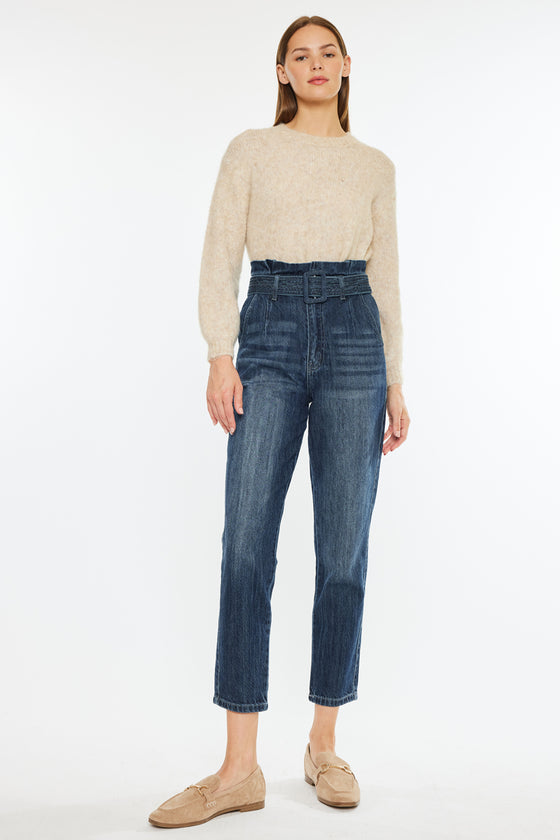 Thalia Ultra High Rise Belted Mom Jeans - Official Kancan USA