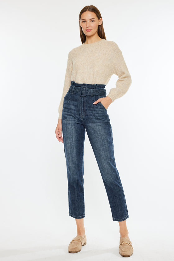 Thalia Ultra High Rise Belted Mom Jeans - Official Kancan USA