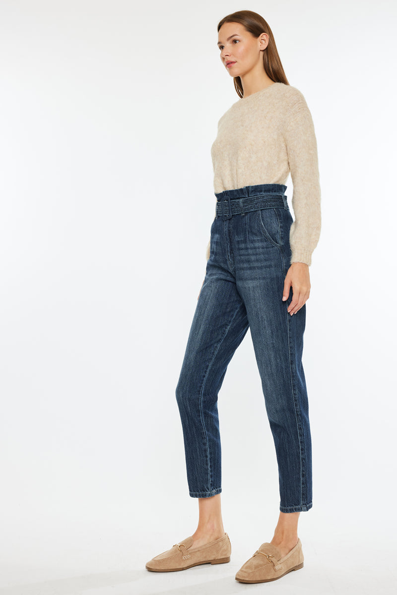 Thalia Ultra High Rise Belted Mom Jeans - Official Kancan USA