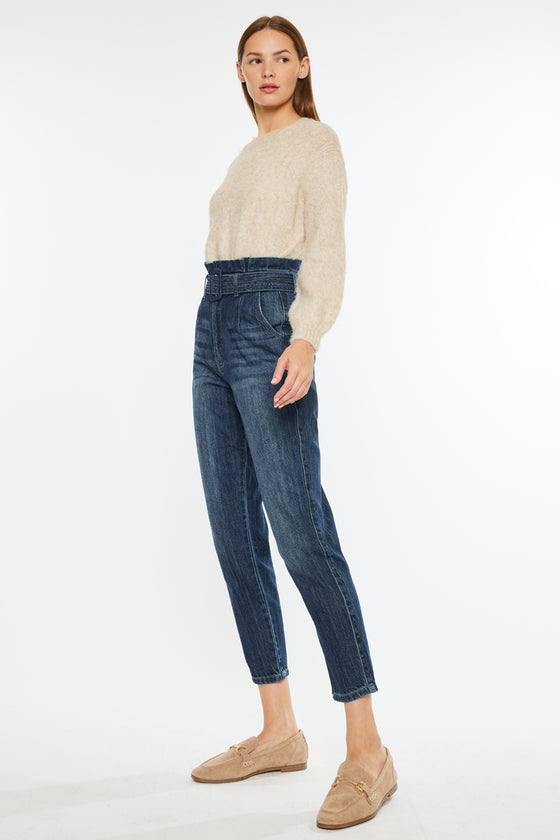 Thalia Ultra High Rise Belted Mom Jeans - Official Kancan USA
