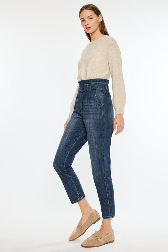 Thalia Ultra High Rise Belted Mom Jeans - Official Kancan USA