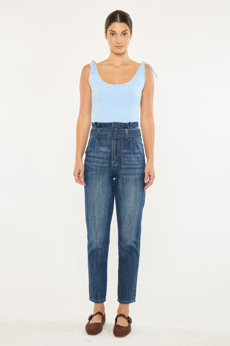 Thalia Ultra High Rise Belted Mom Jeans - Official Kancan USA