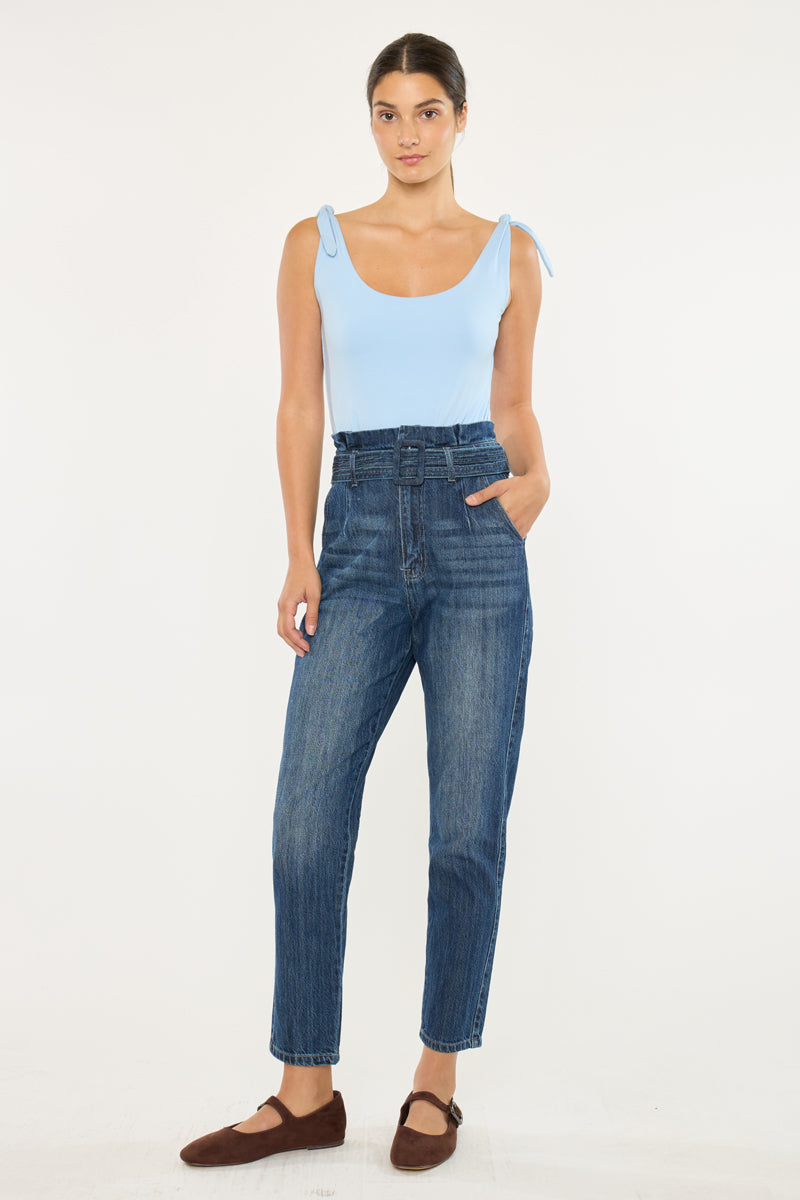 Thalia Ultra High Rise Belted Mom Jeans - Official Kancan USA