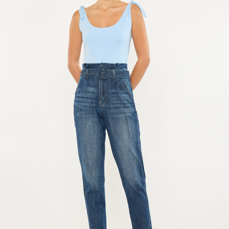 Thalia Ultra High Rise Belted Mom Jeans - Official Kancan USA