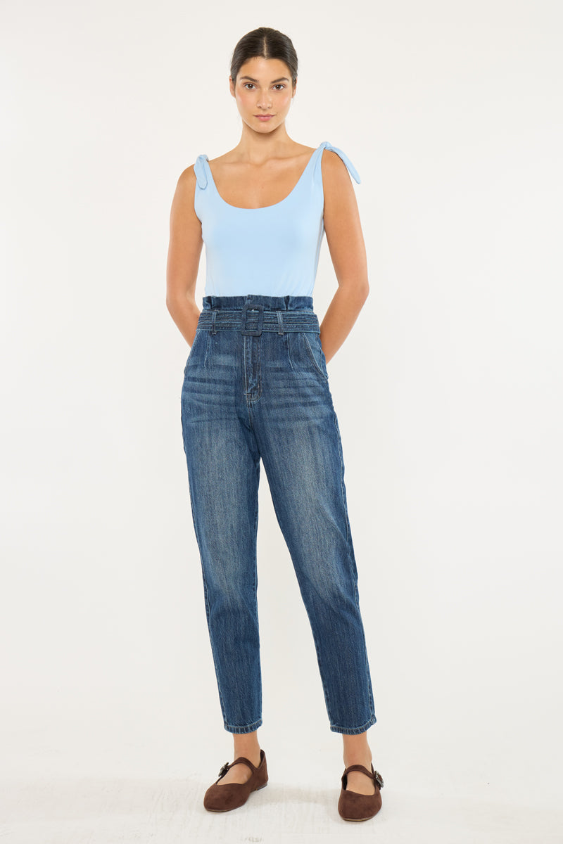 Thalia Ultra High Rise Belted Mom Jeans - Official Kancan USA