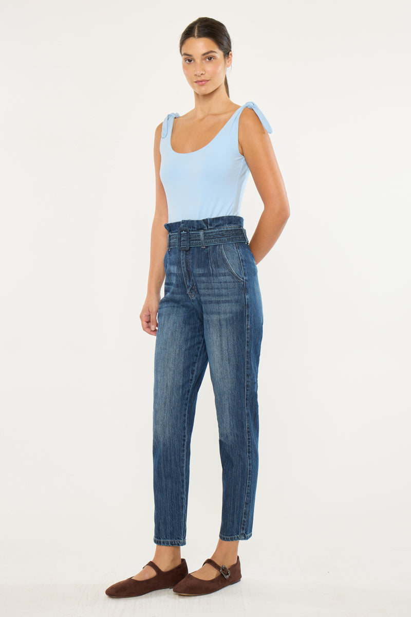 Thalia Ultra High Rise Belted Mom Jeans - Official Kancan USA