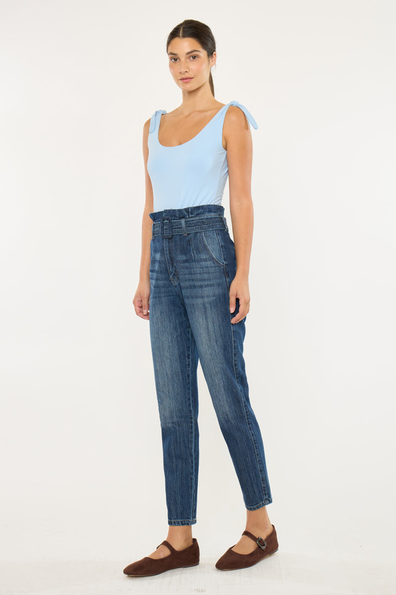 Thalia Ultra High Rise Belted Mom Jeans - Official Kancan USA