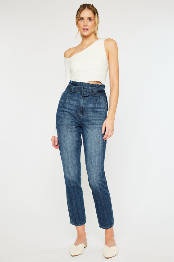 Thalia Ultra High Rise Belted Mom Jeans - Official Kancan USA