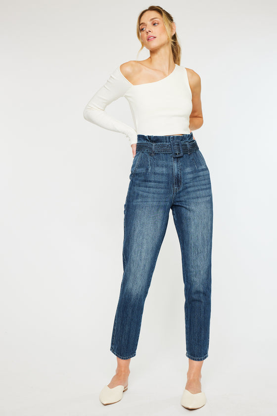 Thalia Ultra High Rise Belted Mom Jeans - Official Kancan USA