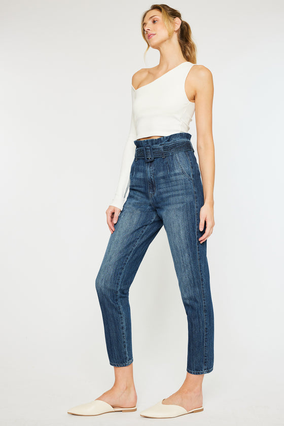 Thalia Ultra High Rise Belted Mom Jeans - Official Kancan USA