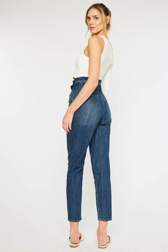 Thalia Ultra High Rise Belted Mom Jeans - Official Kancan USA