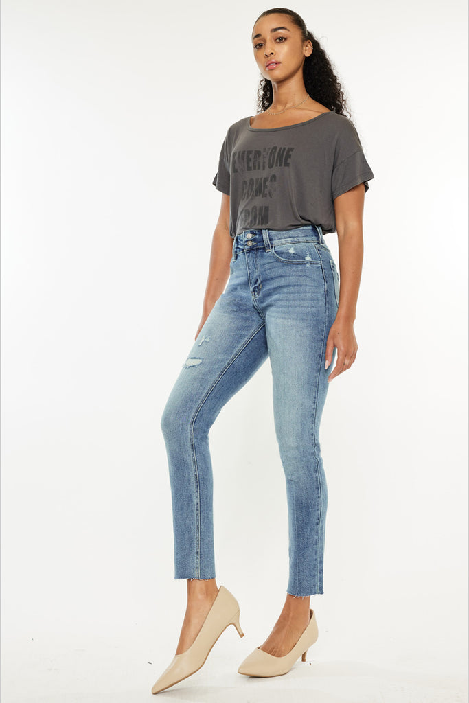 what are cigarette leg jeans Carson High Rise Cigarette Medium Wash / 28