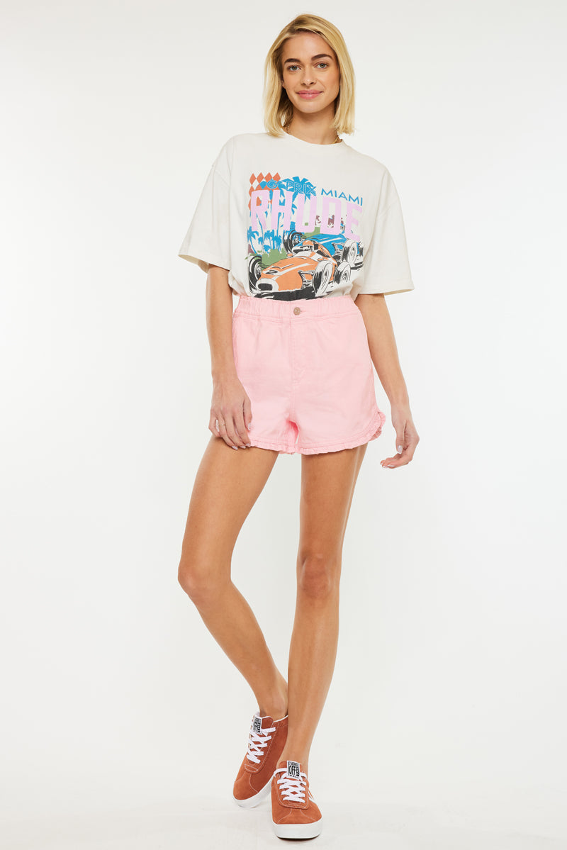 Reene High Rise Ruffle Hem Shorts - Official Kancan USA
