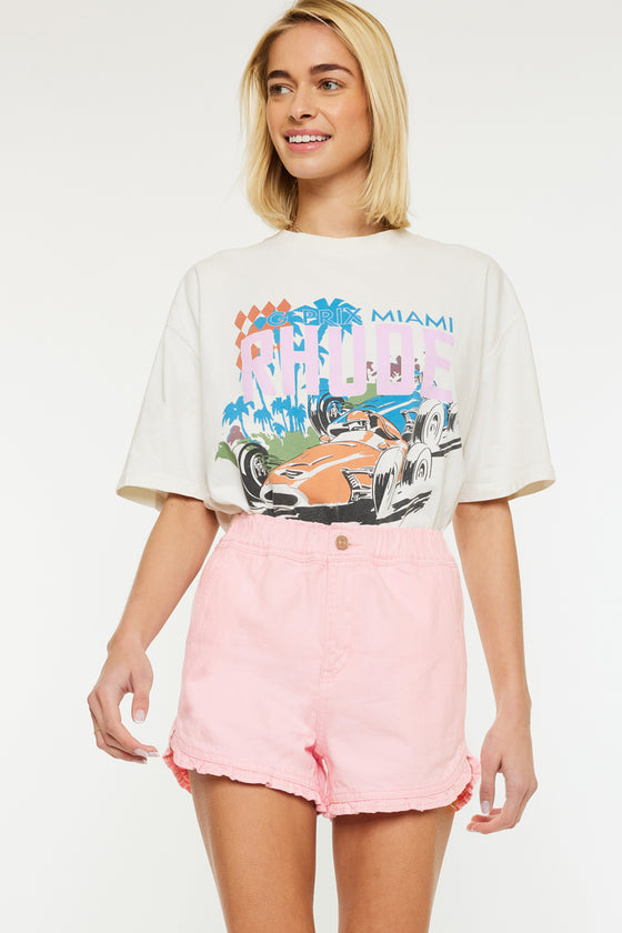 Reene High Rise Ruffle Hem Shorts