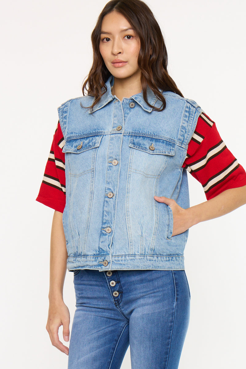 ベスト/ジレ oll      TARO DENIM VEST CITYSHOP - oll オール 美品 TARO DENIM VEST / beigeの通販 by