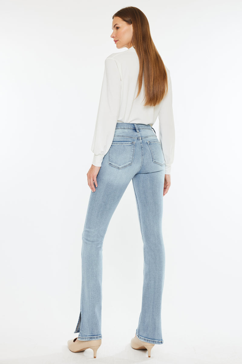 Nadia Mid Rise Bootcut Jeans with Side Slit & Stretch – Kancan USA