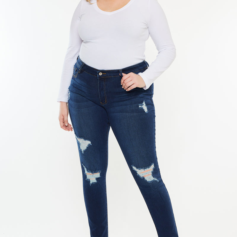 Jennifer Mid Rise Super Skinny Jeans (Plus Size) - Official Kancan USA