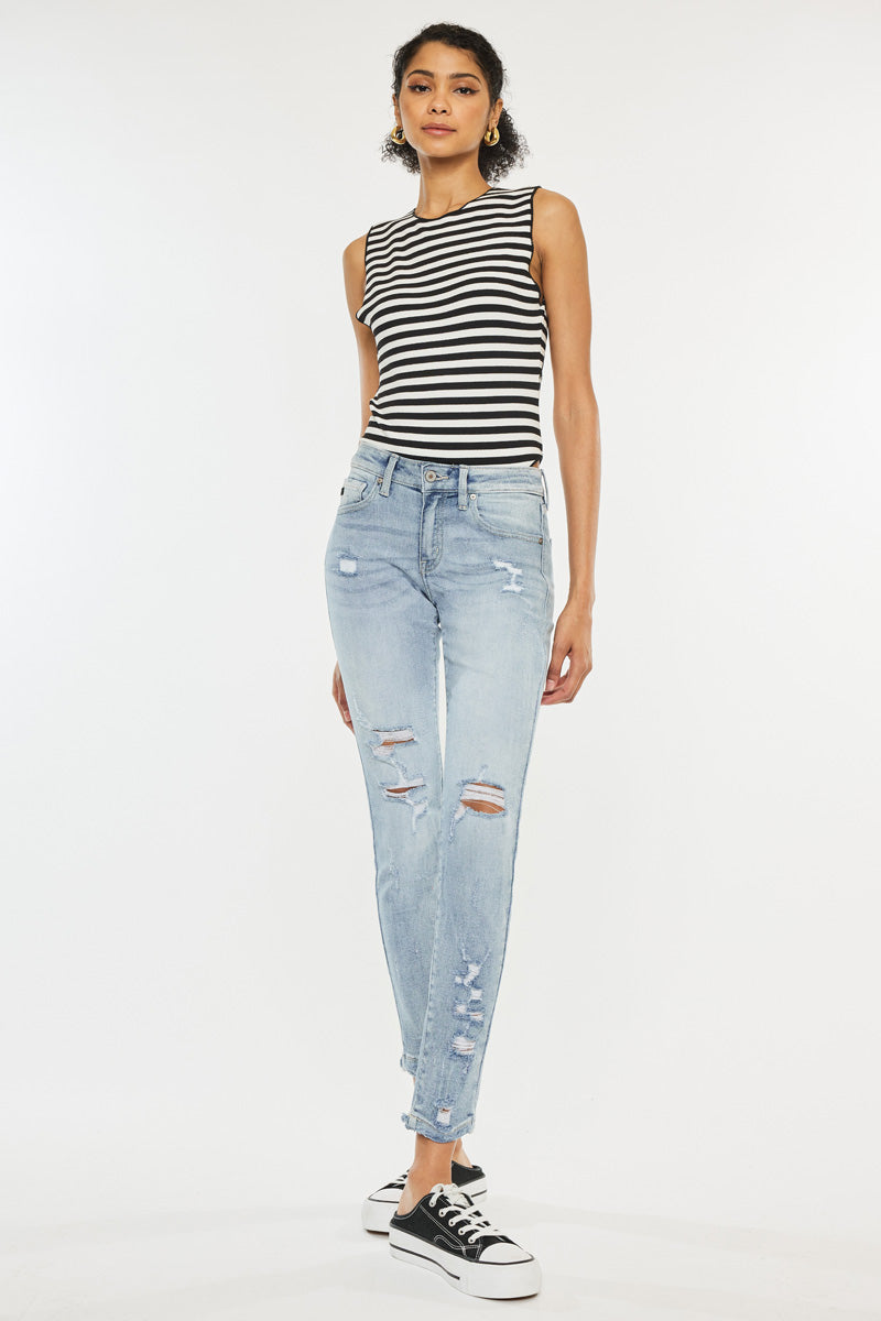 Kan Can Women's Mid Rise Ankle Skinny Jeans - Stretch Denim, Slim Fit, Size M 15/31