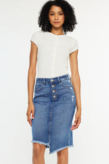  Florentine Mid Rise Asymmetrical Midi Skirt