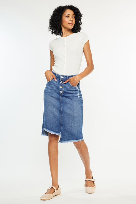 Florentine Mid Rise Asymmetrical Midi Skirt - Official Kancan USA