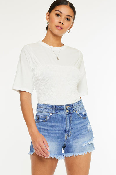 Farah Essentials High Rise Mom Shorts – Kancan USA